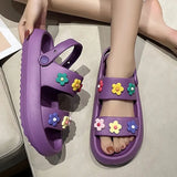 Flowers Summer Platform Sandals Women 2023 Open Toe Soft Sole Cloud Slippers Woman Non Slip Thick Sole Beach