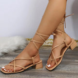 Summer Thick Heels Gladiator Sandals Women 2023 Ankle Strap Clip Toe Sandals Woman Plus Size 43 Beach Rome Shoes