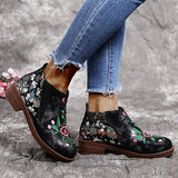 New Retro Women's Leather Shoes Fashion Women's Retro Low Heel Women's Zipper Women's Shoes Fashion Boots Zapatos De