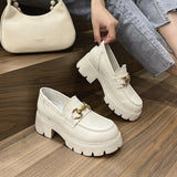 Heels Women's Loafers Pumps Luxury Designer Shoes Ladies 2023 Spring Wedge Casual Leather Wedding Shoes Bride Round