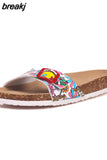 2023 New Fashion Summer Cork Slipper Women Casual Beach Mixed Color Flip Flops Slides