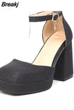 Pumps Chunky Heel Ankle Strap Shoes 2023 Spring Summer Wedding Shoes Fashion Sexy Mary Janes Pumps Big Size