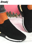 Summer 2023 Trendy Platform Flats Sneakers Socks Shoes Tennis Breathable SlipOn Casual Sports Footwear Ladies