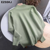 Style Loose Sweater Women Pullover Casual Half Turtleneck Long Sleeve Knit Sweater Female Jumpers solid basic