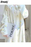 Women Coral Fleece Fruit Print Ins Lovely Ulzzang Home Wear Loose Student Midi Winter Lapel Sweet Girls Hot Sale