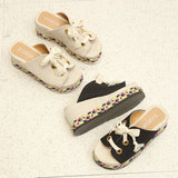 Breakj Summer New Slope Hedley Woven Slippers Women's Large-Size Grass Tie With High-Heeled