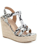 Summer New Fashion Snake Pattern Wedge Heel Super High Heel Muffin Bottom Hemp Rope Comfortable Personality Female