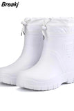 Men's Windproof Outdoor Work Boots Cotton Rain Boots Men's Boots Waterproof Winter Rubber Boots Warm Lightweight Ankle