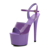 Breakj Lacquered Leather Sandals High Heels Sexy Black Waterproof Platform Hate Day High Slippers Female