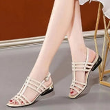 Heel Thick Heel PU Sandals Oak Flat Low Heel High Heel Sandals Slippers Women's Single Shoes Shoes Women's Casual Sports