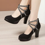 Cheongsam Catwalk High-Heeled Women's Pointed Waterproof Platform Thick Sole 40-43 Large Model Performance