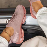 Women Mesh Air-Cushion Sneakers Platform Knitted Vulcanized Running Sports Shoes Casual Breathable Spring Summer Big Size