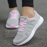 Women 2022 Multicolor Mesh Lightweight Outdoor Shoes Ladies Flat Lace-up Round Toe Sneakers For Women Walking
