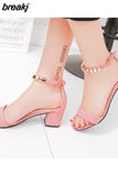 String Bead Summer Women Sandals Open Toe shoes Women's Sandles Square heel Women Shoes Korean Style Gladiator Shoes