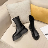 Platform Gothic Boots for Women PU Leather Ankle Sping Fall Boots Sexy Punk Knee Length High Heels Ankle Black
