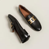for Women 2022 Women's Loafers Kid Suede Cowhide Female Flat Shoes Metal Buckle Moccasins Casual Mocasines