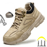 Safety Work Shoes Steel Toe Kevlar Puncture-Proof Anti-Smashing Men Ankle Boots Protective Sneakers Casual Leather