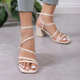 for Women 2023 Hot Sale Women's Sandals Summer Square Toe Peep Toe High Heels Sandals Fashion Party Sandals Women