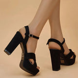 Women's Thick High Heels Sandals Summer Shoes 2023 Open Toe Platform Gladiator Sandals Women Flock Pumps Plus Size