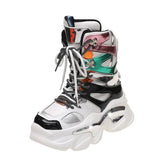 High Platform Shoes New Autumn Winter Women Ankle Boots Wedges Winter Casual Dad Sneakers Leather Chunky Boots