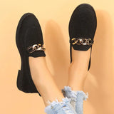 Fashion Flat Shoes Women Quality Metal Slip on Loafer Shoes Ladies Flats Mocassins Big Size 36-42 Zapatillas Mujer