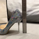 Autumn Fashion Nightclub High Heels Wedding Shoes Banquet Sexy Stiletto Pointed Embossing Pumps Women Shoes Large size