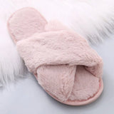 Size Woolen Slippers For Women 2024 Autumn And Winter New Flat-Bottomed Indoor And Outdoor Wear Cross Plush Cotton