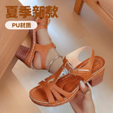 Breakj Summer New Women's High-Heeled Thick-Soled Sandals Large Size Fish Mouth Coarse Heel With Slope