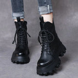 Gothic Combat Boots Women Brown Black Platform Boots Female Lace Up Chunky Ankle Motorcycle Boots 2021 New Retro