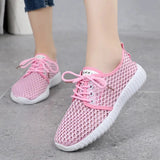 De Mujer Lady Cute Light Weight White Mesh Breathable Spring & Summer Lace Up Shoes Sapatos Femininas Cool Shoes