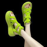 Women Sandals Women Platform Wedge Sandals 5cm High Heels Women Shoes Summer Sneakers Sandalia Roman Sandals Green White