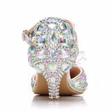 Queen 5CM Pointed Toe Bride Wedding Shoes Cinderella Prom Pumps Ankle Strap Buckle Rhinestone Mary Janes High
