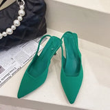 Fashion Spring Slingback Sandals Women Half Wrap Pointy Toe Designer High Heel Shoe Elegant Pleated Pumps Party Dress