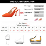 Womens High Heels Slingback Pumps Sexy Pointed Toe Stiletto Heel Sandals Women Summer 2023 Buckle Prom Dress Shoes Plus Size