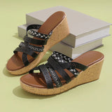 Breakj 2024 New Fashion Roman Fashion With Thick Bottom Slope And Cross-Band Heightening Women's