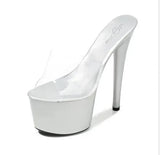 Women Shoes Summer High Heels 17CM Thin Heel Waterproof Platform Sandals Red SlippersTransparent Crystal Shoes Wedding Shoes