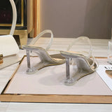 Breakj Wedge Sandal Female Summer Two Wear Sexy Crystal Transparent Glass Diamond Wedge