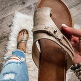women sandals summer breathable soft leather brown slip-on casual sandals beach sandals sneaker
