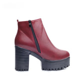 Mujer Fashion Women Boots Square Heel Platforms Zapatos Mujer PU Leather Thigh High Pump Boots Motorcycle