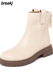 Ankle Boots Female Luxury Designer Shoes Woman Wedges Platform Heels Women's Boots Free Shipping Short Leather