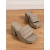 Table Thick Bottom Cool Slippers Women Wear A Word Slippers 2025 New Thick Heel Women's