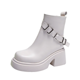 Spring and Autumn New Fashion Round Head Women's Outerwear Naked Boots Side Zipper Versatile Thick Sole Boots