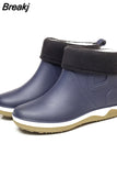 Rain shoes Men Waterproof Rain Boots Non-Slip Rubber Boots Shoes Removable Velvet Cover Four Seasons Work Rubber