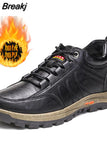 Hiking Shoes for Men New Casual Outdoor Hiking Shoes Winter Fleece Warm Men's Cotton Shoes Loafers Retro Leather