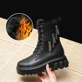 White Platform Boots Gothic Punk Shoes Women Winter Leather Booties Woman Fashion Designer Ankle Boots Botas