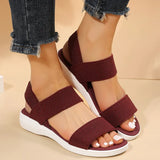 Women's Knit Elastic Cloth Wedge Sandals Slip On Lightweight Walking Sandals Women Plus Size Comfortable Summer Shoes Woman