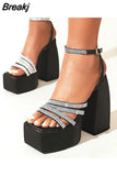 New Platform Sandals For Women Hoof Heels High Platform Chunky Heels 2023 Summer Sexy Elegant Fashion Woman Sandals