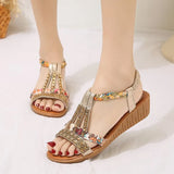 New Korean Version Of Fashion Fish Mouth Set Foot Heel Fashion Casual Plus Size Women's Rhinestone Roman Sandals