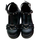 Brand Girls Platform Wedges Angel Bat Marry Janes Pumps Buckle Women's Pumps New INS Cosplay Lolita Japanese Shoes
