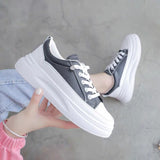 New Sneakers for Women Spring /Autumn New Fashion Casual Breathable Students Board Shoes Lace Up Thick-soled White